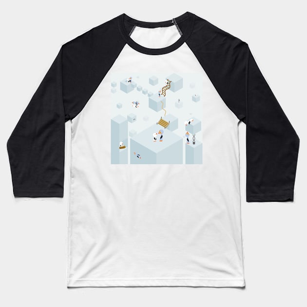 Birds ‘n’ cubes Baseball T-Shirt by MangoStudio